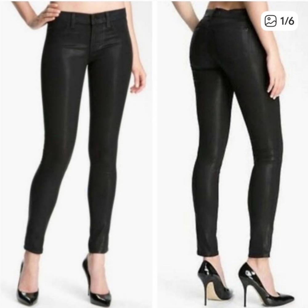 J Brand Women's Coated Skinny Jeans - Black
